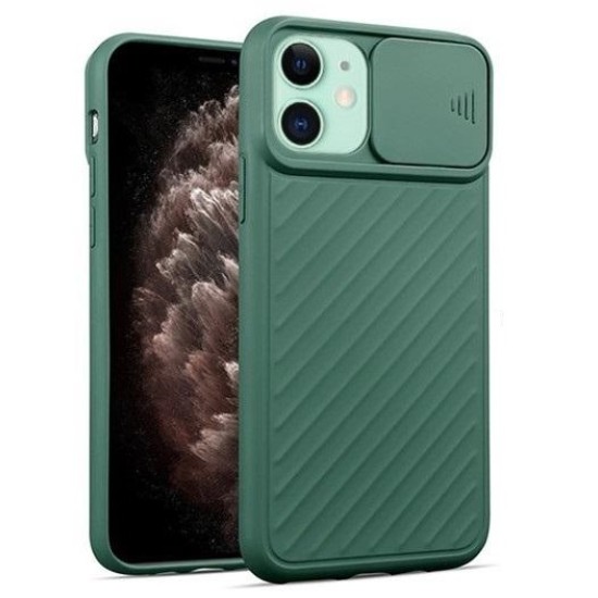 SILICONE COVER WITH CAMERA SHIELD FOR APPLE IPHONE 12 MINI GREEN